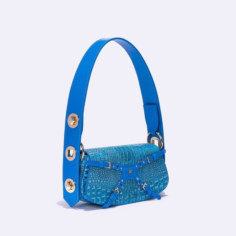 MANC Lilith Blue Croc Bag